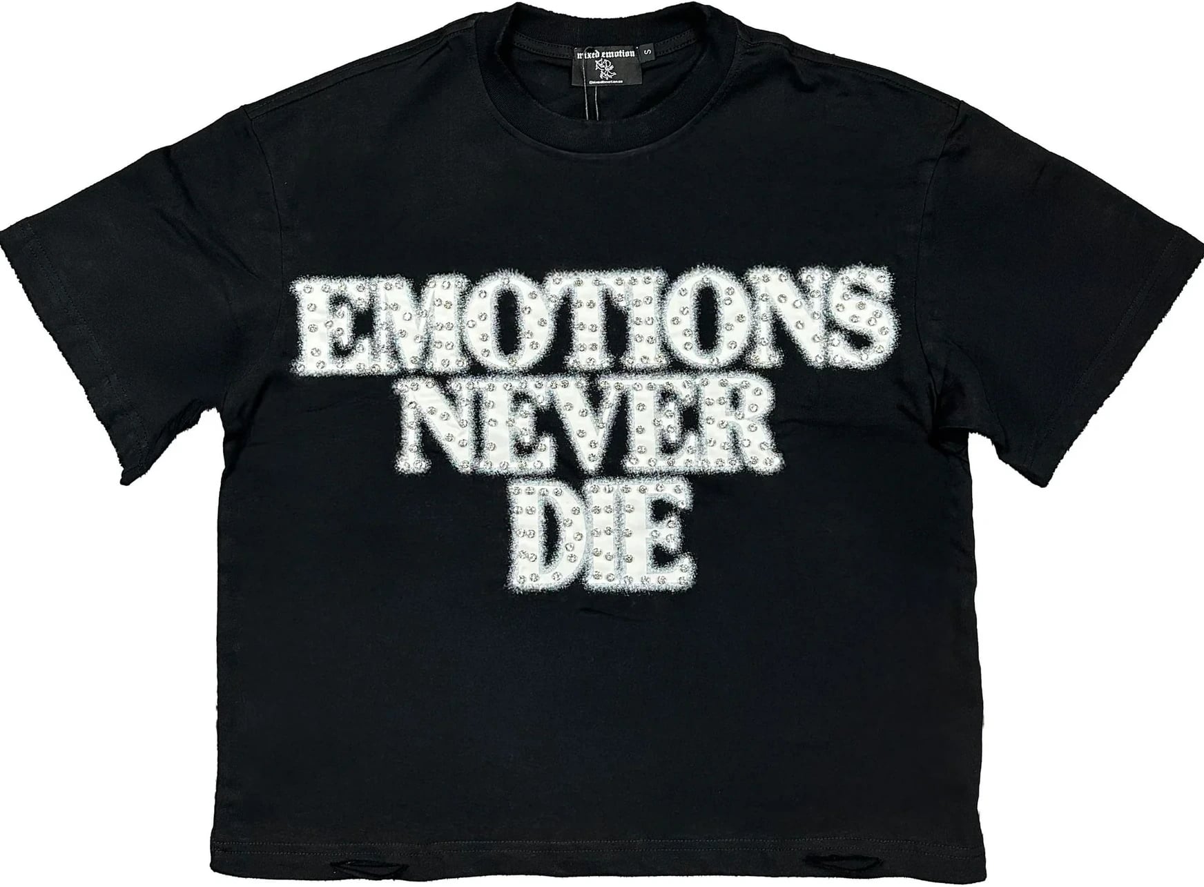MixedEmotion "Black ‘End’ Rhinestone Tee"