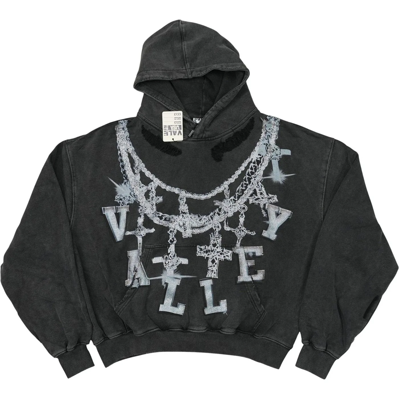 Vale Forever (Valley) "Chain Rhinstone Hoodie" Black